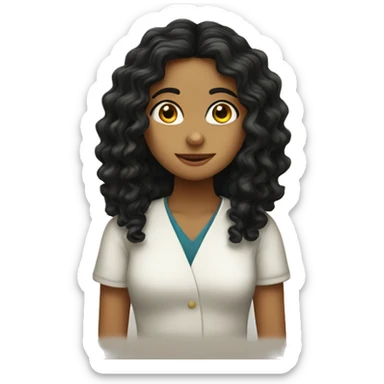 Olive Jewish girl with long black curly hair  sticker