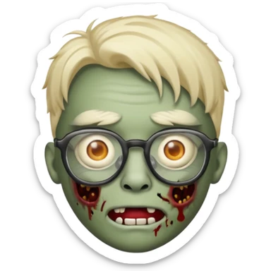 make a zombie emoji with a nose piercing and glasses sticker