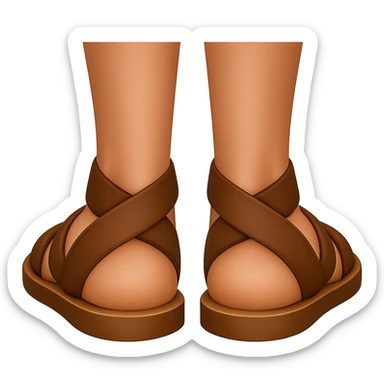 Backview of feet in ancient style sandals, in emoji style with transparent background. sticker
