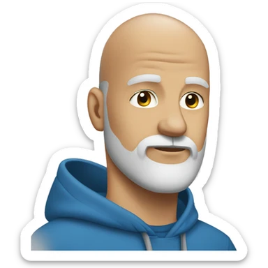 bald man in Blue hoodie 2 days  white beard sticker