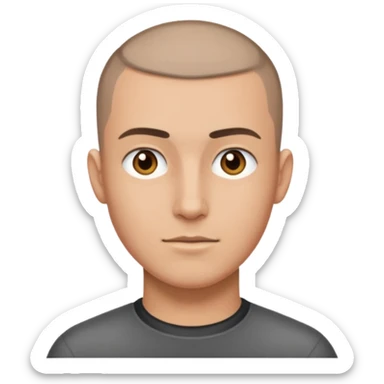 man with buzzcut sticker