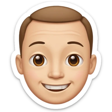 Funny caricature style cartoon, big head small body, happy face sticker