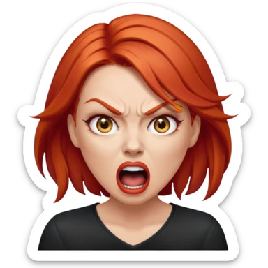 mujer pelirroja con los ojos y los labios maquillados enojada gritando sticker