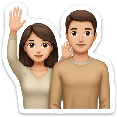 Good looking brunette couple with light tan skin, chest up view, standing close together sticker