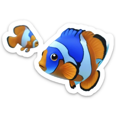 Blue clear Heart made out of water with a clownfish swimming inside  sticker
