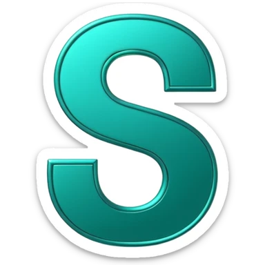 Create a custom emoji badge featuring a stylized, glossy letter “S”. Use the Platinum rank style from League of Legends: teal-green metallics, reflective surfaces, and a futuristic elegant frame. Vibrant and high readability.
 sticker