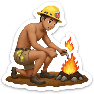 Man trying to get the fire off while rubbing his butt in the tracks sticker