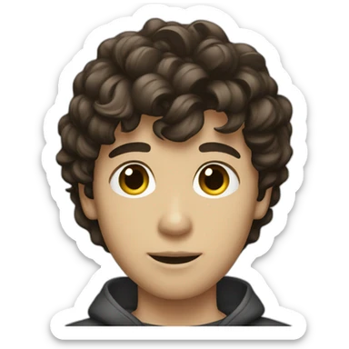 brunette boy with cassette sticker