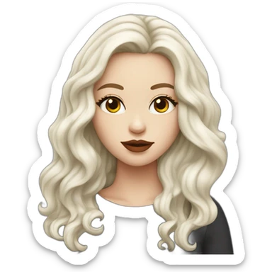 white girl with wavy long black hair and juicy lips sticker