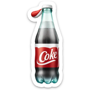 Diet coke bottle wearing a santa hat sticker
