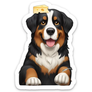 bernese mountain dog eating swiss fondue cheese sticker