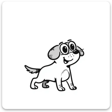 animal with dog body and frog face, hand drawn doodle style sticker