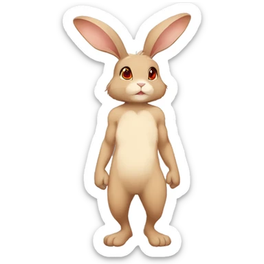 Cute, Anthro, Sona, Brown, Normal-type-Ground-type Tan-Rabbit-Fakémon with Dark-Red eyes, beige ears, beige belly, beige paws, beige feet, full body sticker