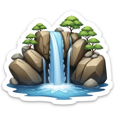 waterfall with rocks, without any plants sticker