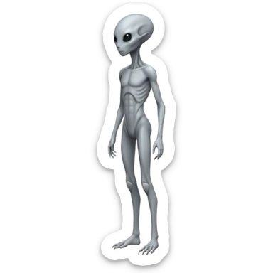 fullbody humanoid gray alien direct sideview sticker