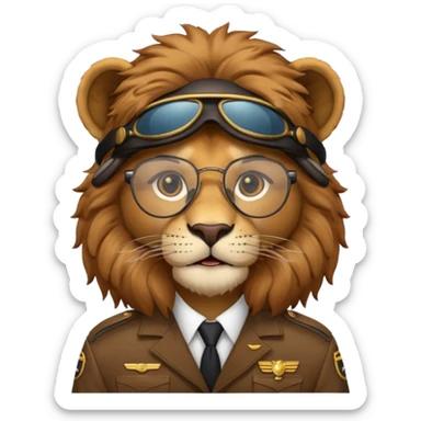 pilot lion with glasses sticker