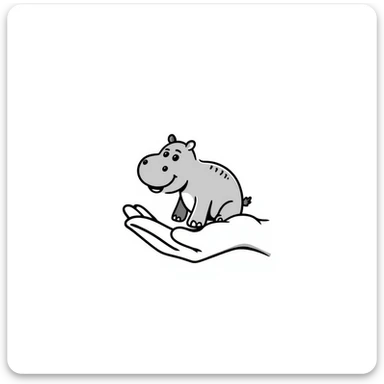 A little hippo in the hand sticker