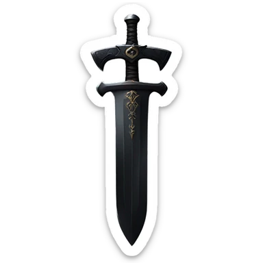 Black sword through black heart sticker