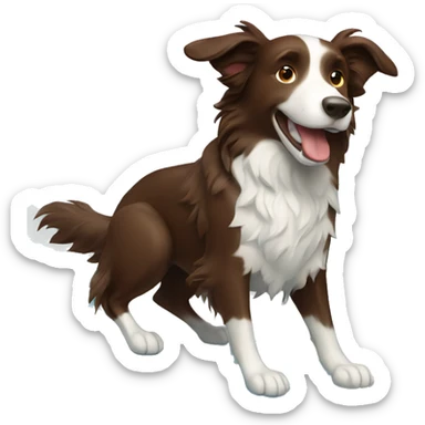 Dark brown border collie riding a surf board sticker