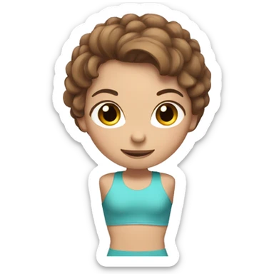 female apparatus gymnastics pose with brown hair sticker