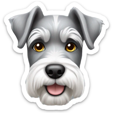 Small fury grey and white mixed schnauzer dog  sticker
