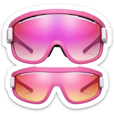 sporty pink shield visor sunglasses with thick layered frame, multi-level chunky design, substantial build, one-piece lens with color gradient sticker