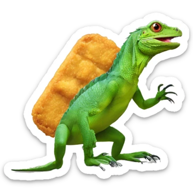 nuclear chicken nugget with an iguana sticker