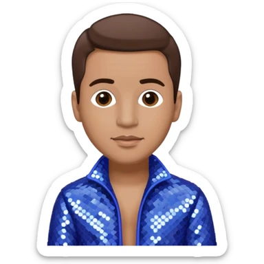 Mark Calderon, R&B Singer (b. 1970) from Color Me Badd with brown hair, periwinkle sequin outfit sticker