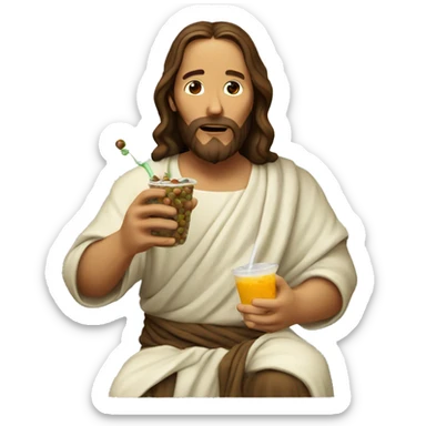 Jesus eating boba sticker
