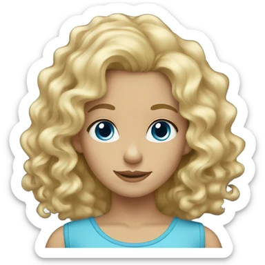 blonde girl with wavy curly hair and blue eyes sticker