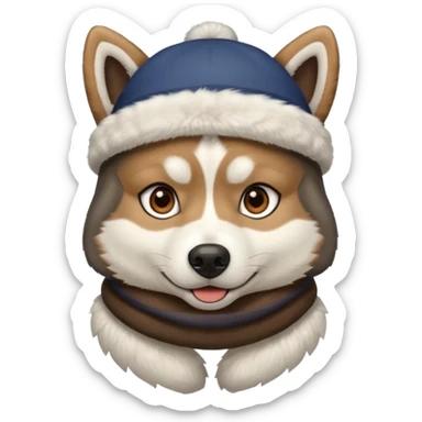 Husky with winter hat sticker