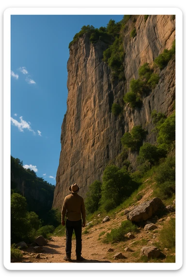 stands at the foot of the cliff sticker