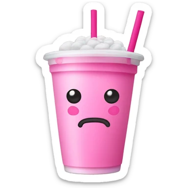Pink boba with pink straw sticker
