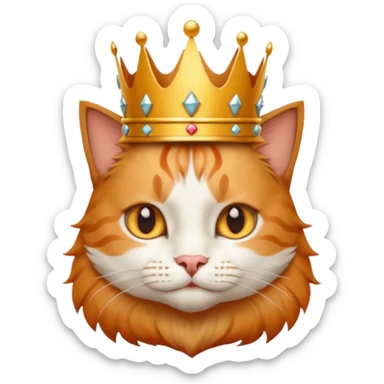 Cat wearing king hat sticker