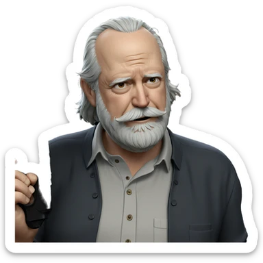 old man holding gun in shirt sticker