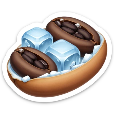 three brown beans not on a step and cover them in a layer of ice not with cubes on it not hot dogs black beans sticker