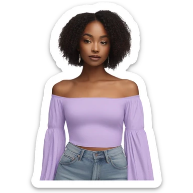 Lilac off shoulder Long sleeve top, isolated sticker