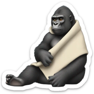 Gorilla holding a blanket sticker