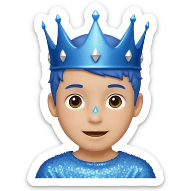 blue Boy happy glitter blue crown sticker