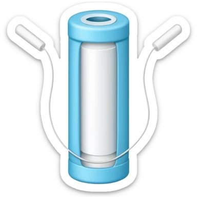 a white tampon with ridges and a string attached to the bottom sticker