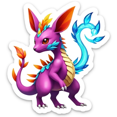 Elemental magical colorful exotic animesque Pokémon-Fakémon-animal-creature sticker