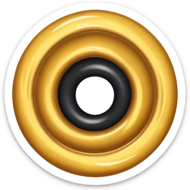 a golden circle and inside a black hole sticker