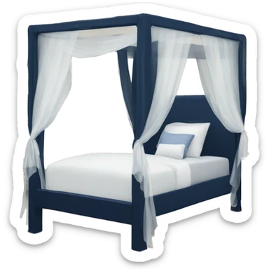 Navy blue canopy bed with white bows sticker