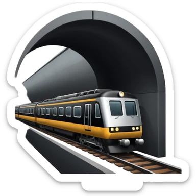 Train goes trough a tunnel, side view. sticker