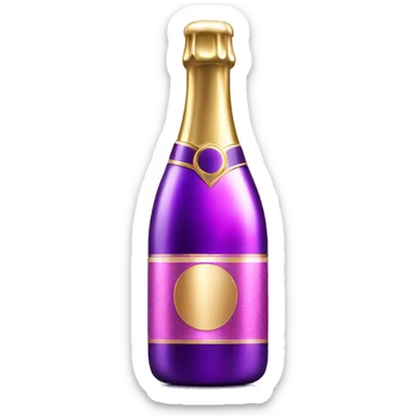 Realistic Purple and pink metallic champagne bottle sticker