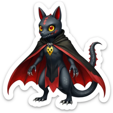 Shiny Evil Vintage Gothic Duskull-Salandit-Umbreon-Fakémon-hybrid-creature (full body)  sticker