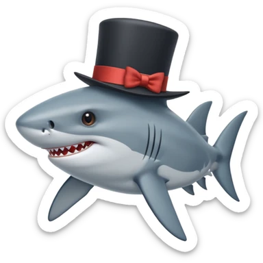 Shark with a top hat sticker