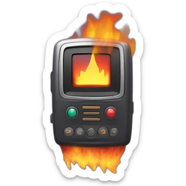 90s beeper on fire sticker