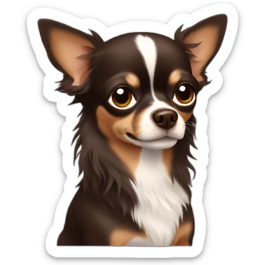 Long hair dark brown Chihuahua sticker