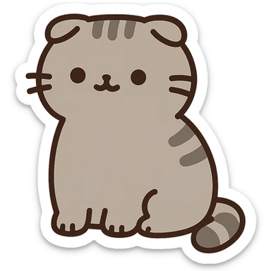 scottish fold kitten sitting, pusheen style sticker